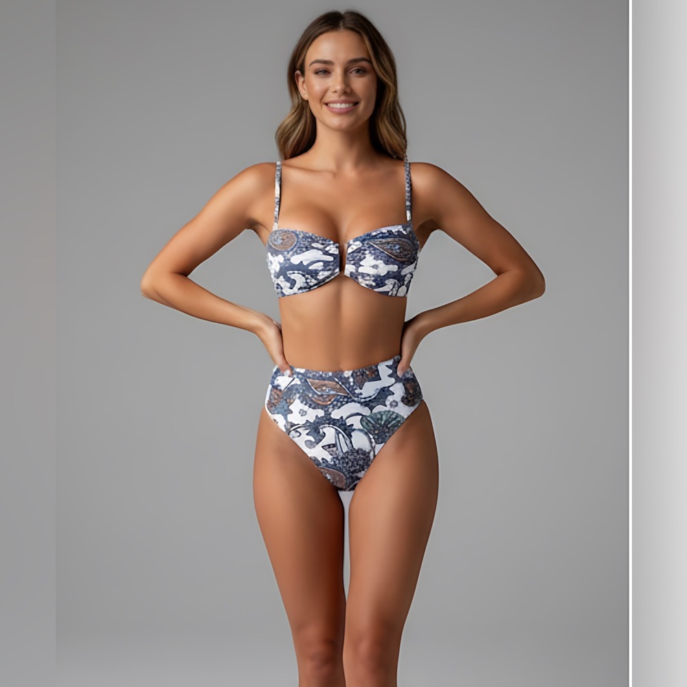 Boho Paisley Print High Waist Push Up Bikini Swimsuit